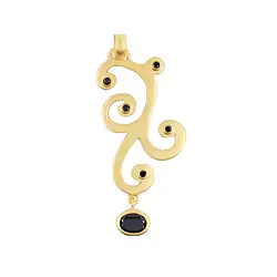 242009210331 Pendant tendril, Spinel black, 5.6 cm, gold-plated | Marco Schreier