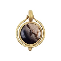 242009210335 Pendentif Palmier pétrifié, rond (15mm), 3,4cm, doré | Marco Schreier