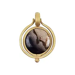 242009210335 Petrified Palm Wood pendant, round (15mm), 3.4cm, gold-plated | Marco Schreier