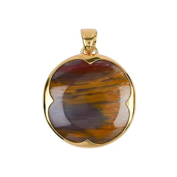 Pendentif Bois silicofié, monture dentelée, 4,0cm, doré | Marco Schreier