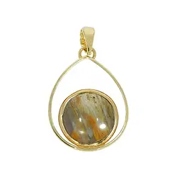 242009210358 Colgante de gota de madera petrificada (15 mm), 3,6 cm, chapado en oro | Marco Schreier