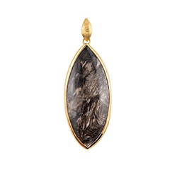 242009210368 Anhänger Prärie-Achat, Marquise Cabochon, 6cm, vergoldet | Marco Schreier