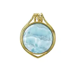 242009210415 Colgante de círculo de larimar con ojal en espiral (20 mm), 3,1 cm, chapado en oro | Marco Schreier