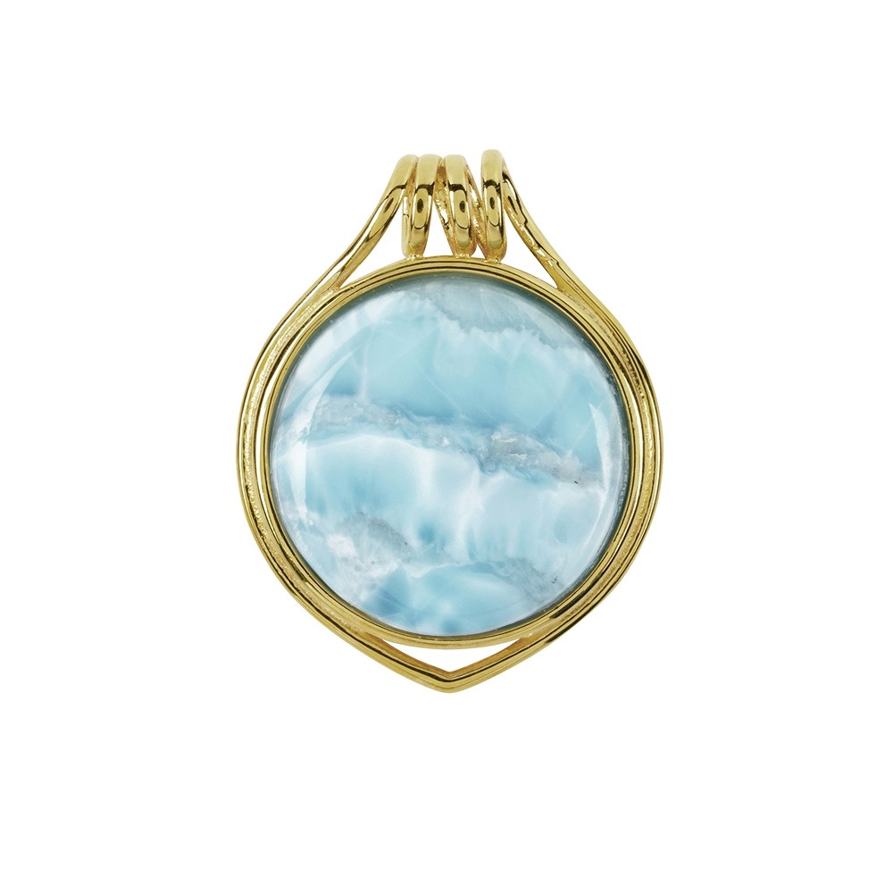 Anhänger Larimar Kreis mit Spiralöse (20mm), 3,1cm, vergoldet | Marco Schreier