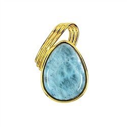 242009210416 Anhänger Larimar Tropfen mit Bogen (20 x 15mm), 3,1cm, vergoldet | Marco Schreier