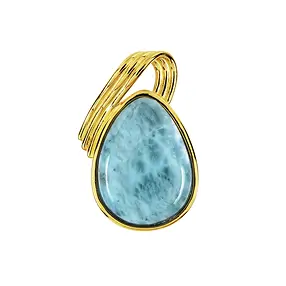 Larimar drop pendant with bow (20 x 15mm), 3.1cm, gold-plated | Marco Schreier