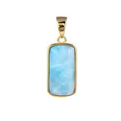 242009210418 Anhänger Larimar, Rechteck (8 x 16mm), 2,2cm, vergoldet | Marco Schreier