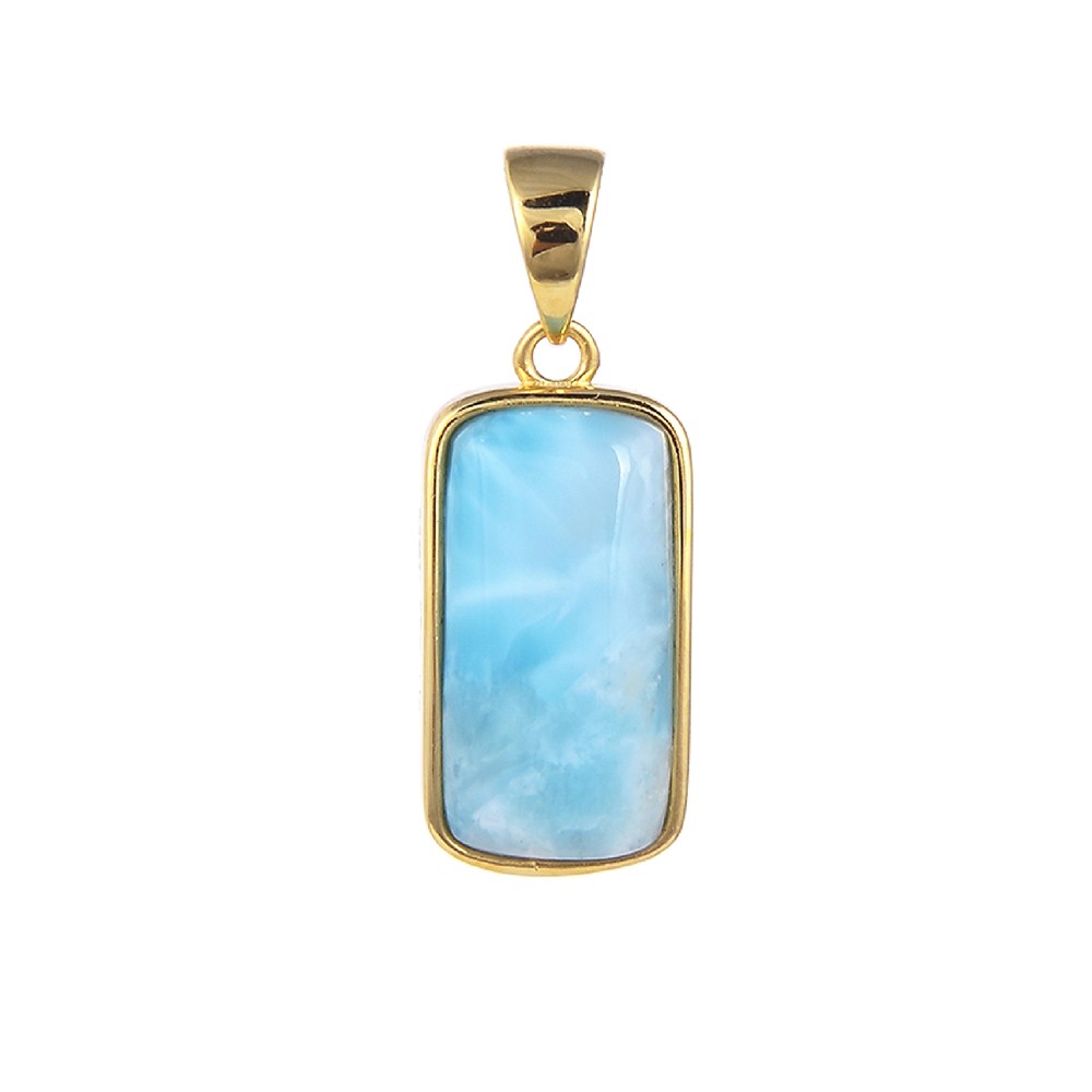Pendentif Larimar, rectangle (8 x 16mm), 2,2cm, doré | Marco Schreier