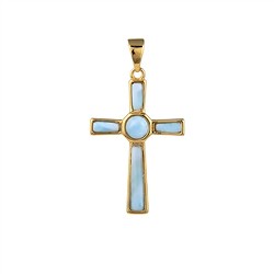 242009210440 Larimar cross pendant, 3.2 cm, gold-plated | wholesaler gems &amp; healing stones