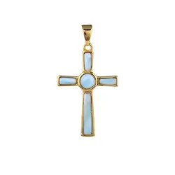 242009210440 Colgante cruz de Larimar, 3,2 cm, chapado en oro | Marco Schreier