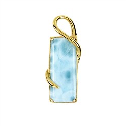 242009210490 Anhänger Larimar Rechteck (25 x 10mm) mit geschwungener Öse, 3,5cm, vergoldet | Marco Schreier
