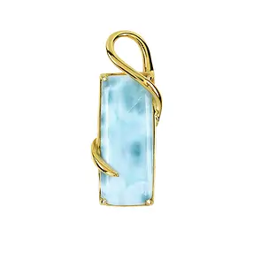Larimar pendant, rectangle, curved eyelet, 3.5 cm, gold-plated | Marco Schreier