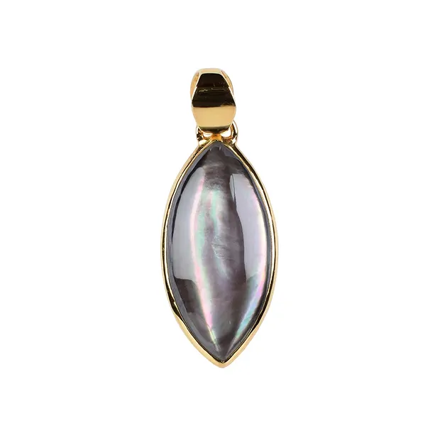 Mother of Pearl (dark) Marquise pendant, 2.7 cm, gold-plated | Marco Schreier