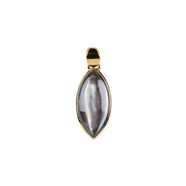 Pendentif nacre (foncé) Navette, 3,5cm, doré | Marco Schreier