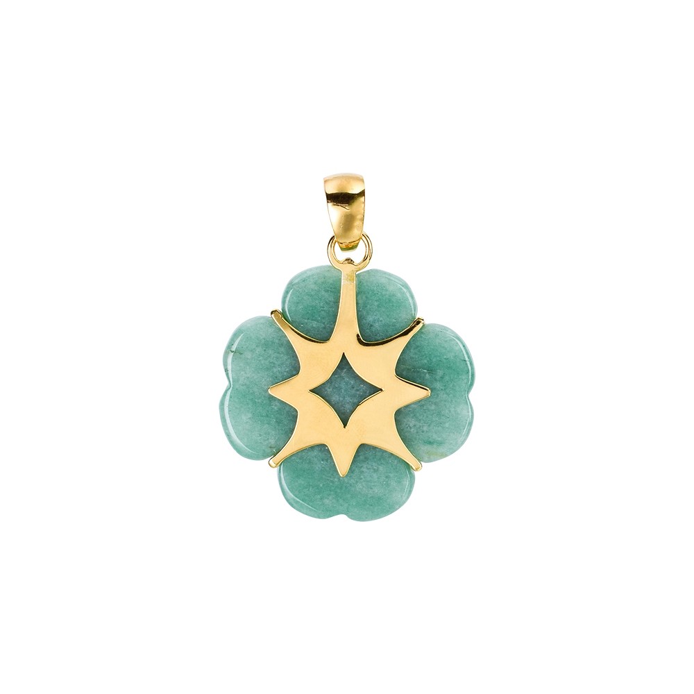 Aventurine pendant, cloverleaf (35 x 25mm), 5.0cm, gold-plated | Marco Schreier