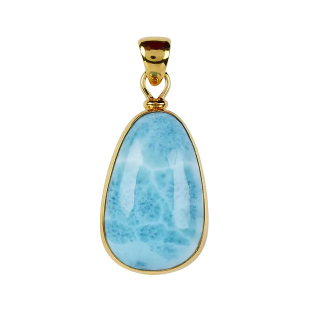 Larimar drop pendant (33 x 20mm), 5.1cm, gold-plated | Marco Schreier