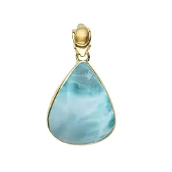 242009220075 Colgante gota de Larimar (24-27 x 31-36 mm), 4,7 cm, chapado en oro | Marco Schreier