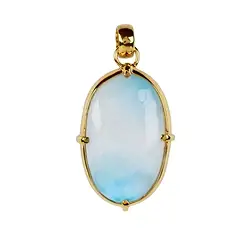 242009220100 Pendente ovale in Larimar (32 x 21 mm), 4,5 cm, placcato oro | Marco Schreier