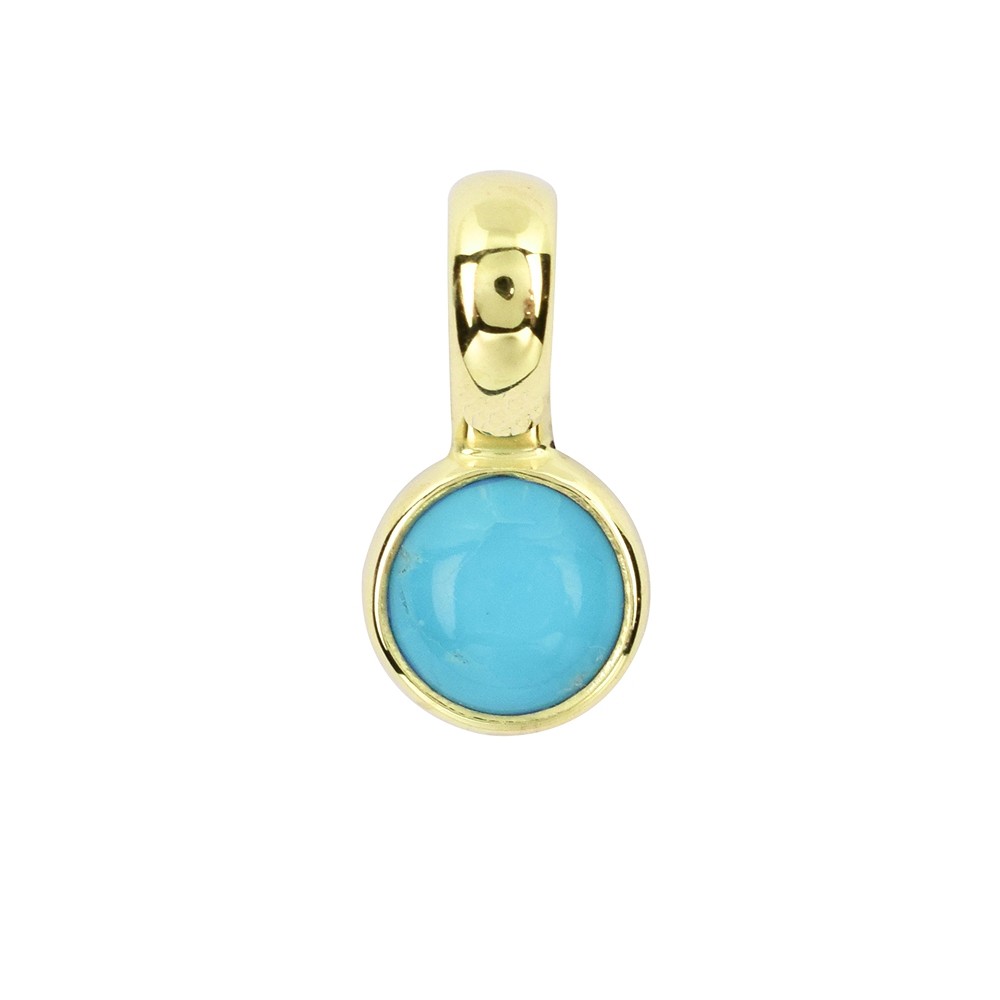 Pendentif Turquoise, rond (6mm), 1,4cm, doré à l'or fin | Marco Schreier