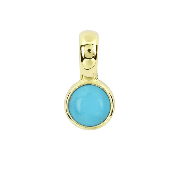 Anhänger Türkis, rund (6mm), 1,4cm, vergoldet | Edelsteine, Heilsteine & Schmuck