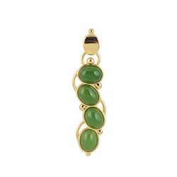 242009220202 Nephrite jade pendant, ovals, 4.7 cm, gold-plated | Marco Schreier