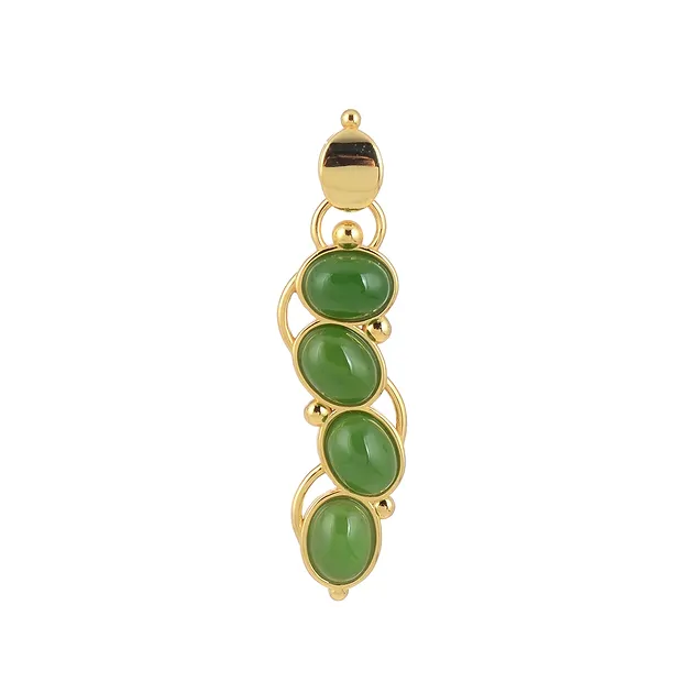 Pendentif Néphrite-Jade, Ovale, 4,7cm, doré | Marco Schreier