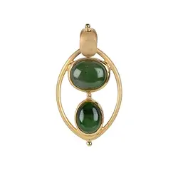 242009220208 Anhänger Nephrit-Jade, Ovale, 4,1cm, vergoldet  | Marco Schreier