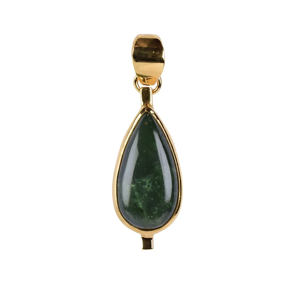 Pendentif Néphrite-Jade, goutte, 3,7cm, doré | Marco Schreier