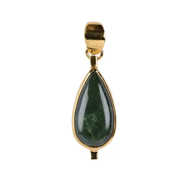 Anhänger Nephrit-Jade, Tropfen, 3,7cm, vergoldet | Marco Schreier