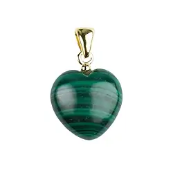 242009220368 Ciondolo in Malachite, cuore (15 mm), 2,4 cm, placcato oro | Marco Schreier