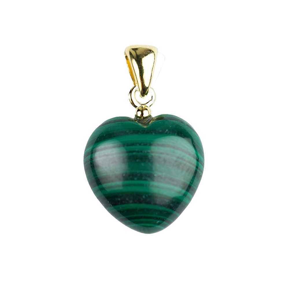 Pendentif Malachite, coeur (15mm), 2,4cm, doré à l'or fin | Marco Schreier