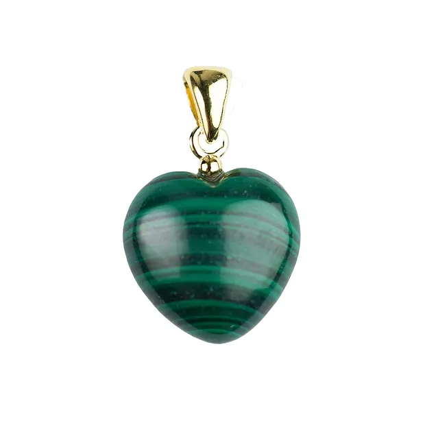 Pendentif Malachite, coeur (15mm), 2,4cm, doré à l'or fin | Marco Schreier