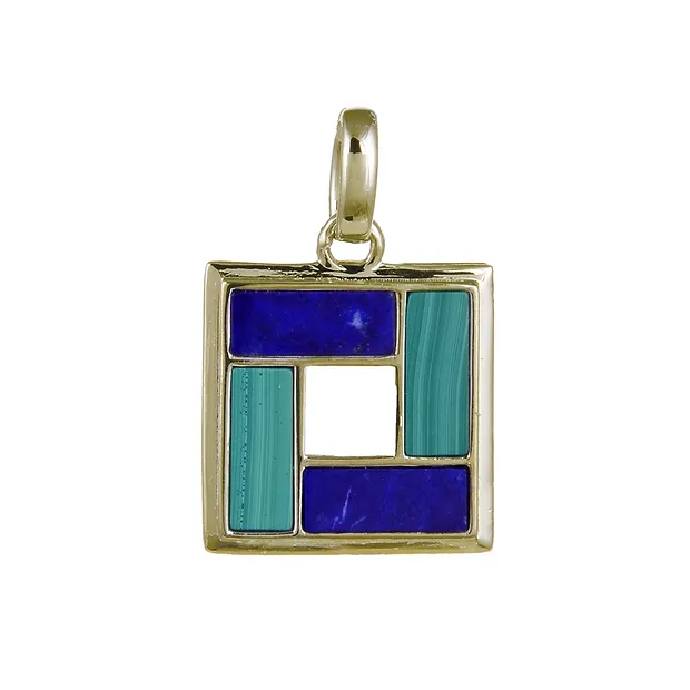 Malachite, Lapis Lazuli pendant, rectangles, 2.6 cm, gold-plated | Marco Schreier