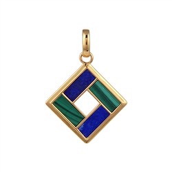 242009220372 Pendentif Malachite, Lapis-lazuli rectangles (10 x 4mm), 3,3cm, doré à l'or fin | Marco Schreier