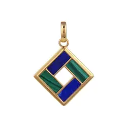 242009220372 Anhänger Malachit, Lapis Lazuli Rechtecke (10 x 4mm), 3,3cm, vergoldet | Marco Schreier