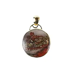 242009220408 Moss Agate pendant (brown-red), round (30mm), 4.2cm, gold-plated | Marco Schreier