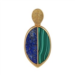 242009220428 Pendentif Malachite, Lapis-lazuli semi-ovale (30 x 10mm), 4,7cm, doré à l'or fin | Marco Schreier