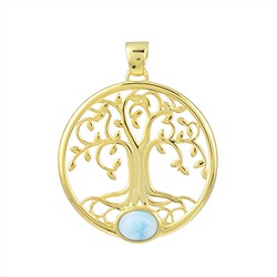 242009230003 Larimar pendant, tree of life, 4.2 cm, gold-plated | Marco Schreier