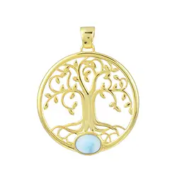 242009230003 Pendente in Larimar, albero della vita, 4,2 cm, placcato oro | Marco Schreier