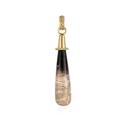 242009230005 Colgante de madera de palma petrificada, gota (42 x 10 mm), 5,2 cm, chapado en oro | Marco Schreier