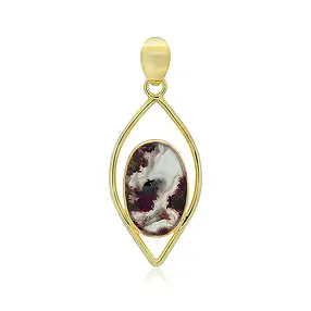 Moss Agate pendant (brown-red), oval (20 x 13mm), 4.8cm, gold-plated | Marco Schreier