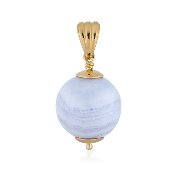 Anhänger Chalcedon Kugel (20mm), 3,2cm, vergoldet | Marco Schreier
