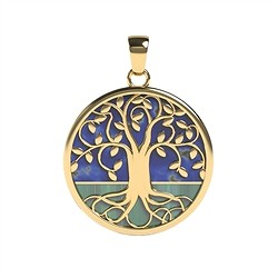 242009230029 Pendentif Malachite, Lapis-lazuli Arbre de vie, 3,3cm, doré à l'or fin | Marco Schreier