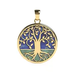 242009230029 Colgante Malaquita, Lapislázuli árbol de la vida, 3,3 cm, chapado en oro | Marco Schreier