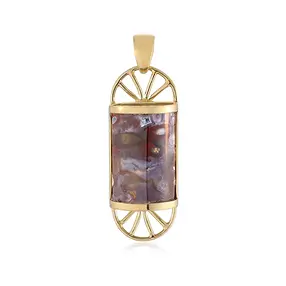 Petrified palm wood pendant, half cylinder, 4.5 cm, gold-plated | Marco Schreier
