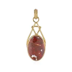 242009230039 Colgante Madera de palma petrificada (naranja), oval (22 x 15mm), 4,6 cm, chapado en oro | Marco Schreier