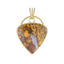 242009230040 Petrified palm wood pendant (orange), trillion, 5.2 cm, gold-plated | Marco Schreier