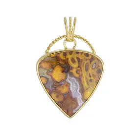 Pendentif palmier pétrifié (orange), Trillion, 5,2cm, doré | Marco Schreier