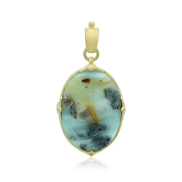 Pendentif Calcédoine du Pacifique Ovale (29 x 20mm), 4,3cm, plaqué or | Marco Schreier