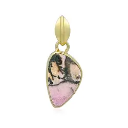 242009230065 Rhodonite pendant, drop (13 x 20mm), 2.9cm, gold-plated | Marco Schreier